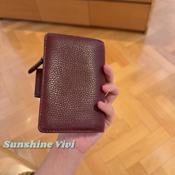 NWT Coach Medium Corner Zip Wallet CBO41 Pebble Leather Dark Wine - Picture 5 of 6